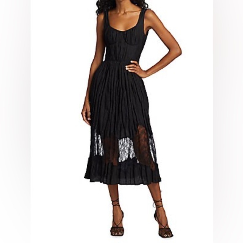 NEW Jason Wu Black Cotton-Silk Blend Crinkle Dress